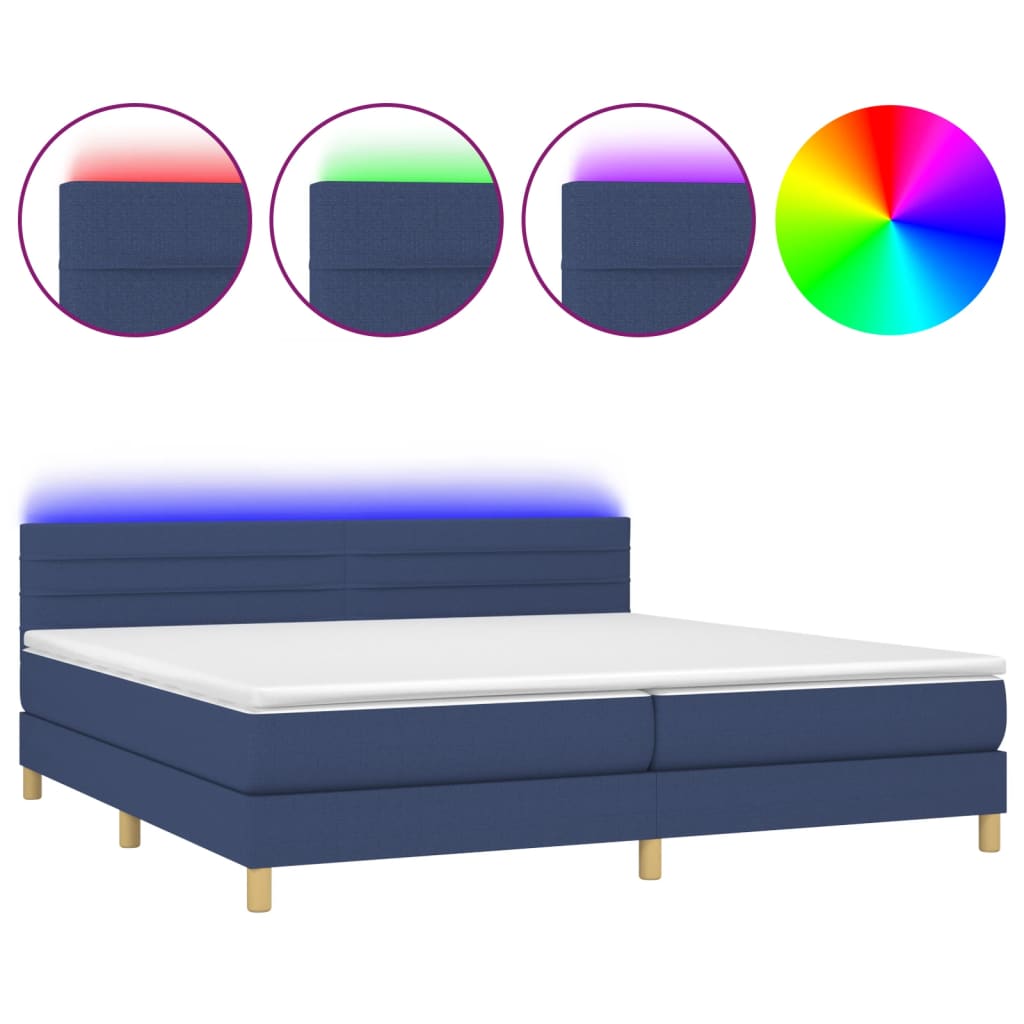 Cama box spring 200x200 Azul