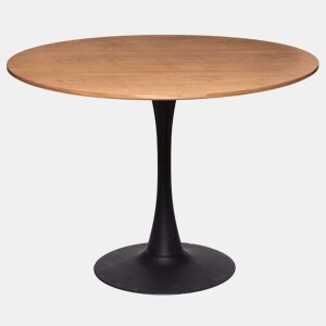 Mesa de Jantar Fixa Redonda Elias Carvalho e Preto 102x102 cm