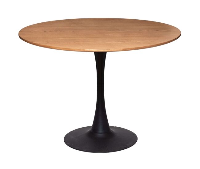 Mesa De Comedor Redonda Fija Elias Roble y Negro 102x102 cm