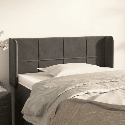 vidaXL Cabeceira de cama c abas veludo 93x16x7888 cm cinzento-escuro vidaXL Cabeceira de cama c abas veludo 93x16x7888 cm cinzento-escuro