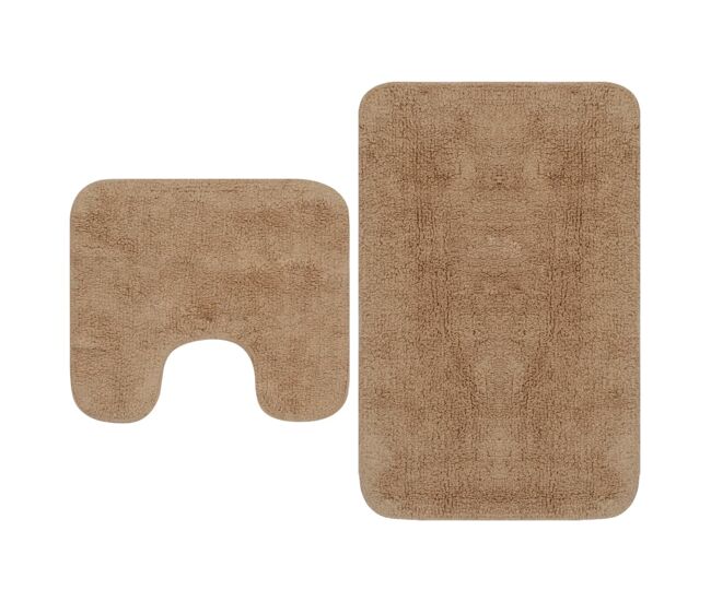 Vidaxl conjunto de alfombrillas de baño de tela 2 piezas beige
