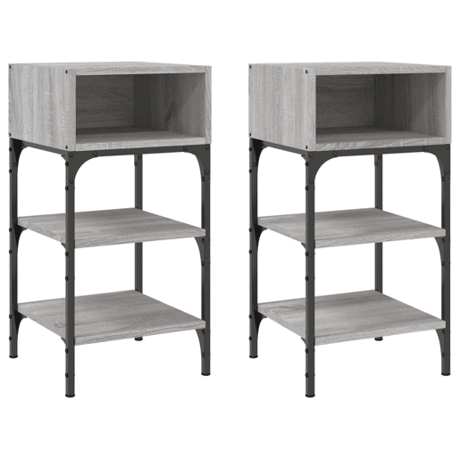 vidaXL Mesas cabeceira 2pcs 35x34,5x70 cm deriv.madeira cinza sonoma
