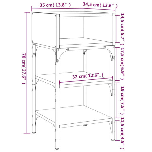 vidaXL Mesas cabeceira 2pcs 35x34,5x70 cm deriv.madeira cinza sonoma