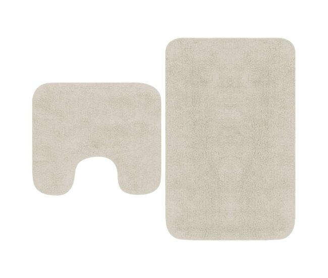 Vidaxl conjunto de alfombrillas de baño de tela 2 piezas blanco