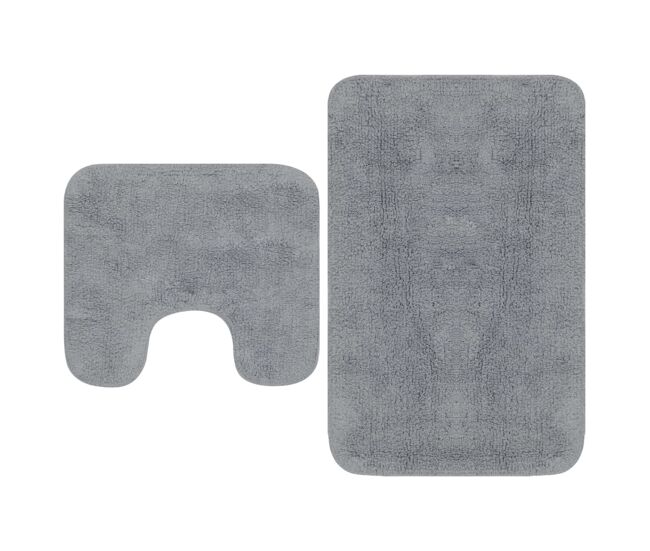 Vidaxl conjunto de alfombras de baño de tela 2 piezas gris