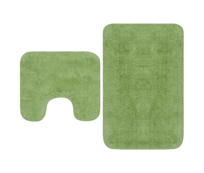 Vidaxl conjunto de alfombrillas de baño de tela 2 piezas verde