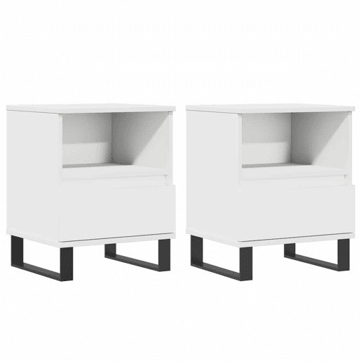 vidaXL Mesas de cabeceira 2pcs 40x35x50 cm derivados de madeira branco