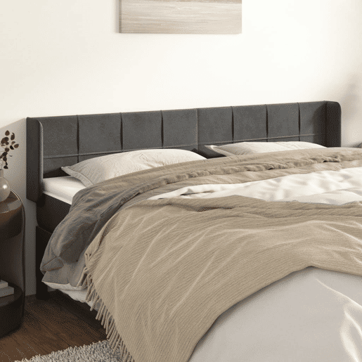 vidaXL Cabeceira de cama c abas veludo 183x16x7888cm cinzento-escuro vidaXL Cabeceira de cama c abas veludo 183x16x7888cm cinzento-escuro