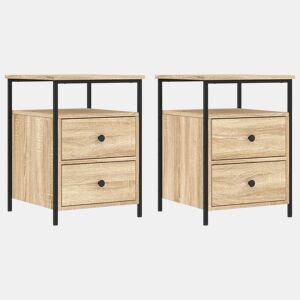 vidaXL Mesas de cabeceira 2 pcs derivados de madeira carvalho sonoma