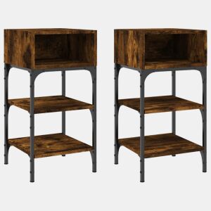 vidaXL Mesas cabeceira 2pcs 35x34,5x70cm deriv.madeira carvalho fumado