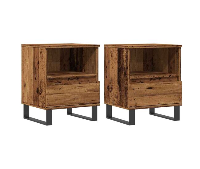 Vidaxl mesitas de noche 2 uds madera ingeniería envejecida 40x35x50 cm