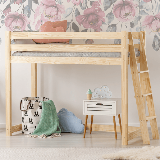 Cama de meia altura 90x200 com base de ripas Mark Bois