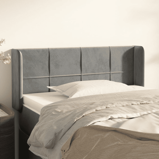 vidaXL Cabeceira de cama c abas veludo 93x16x7888 cm cinzento-claro
