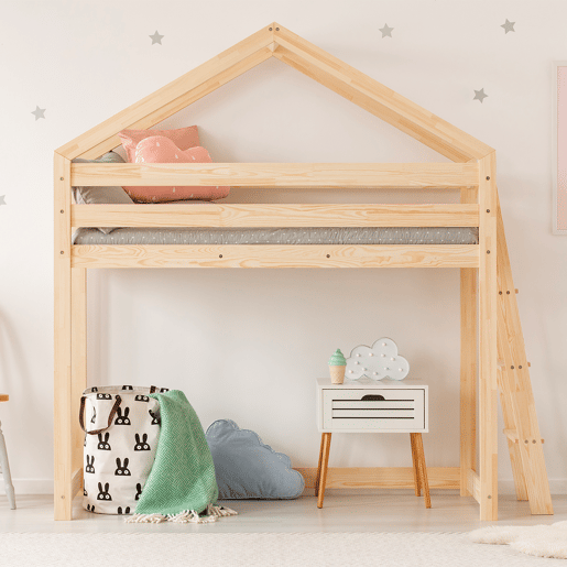 Cama de cabana meia altura 70x140 com base de ripas Alix Bois