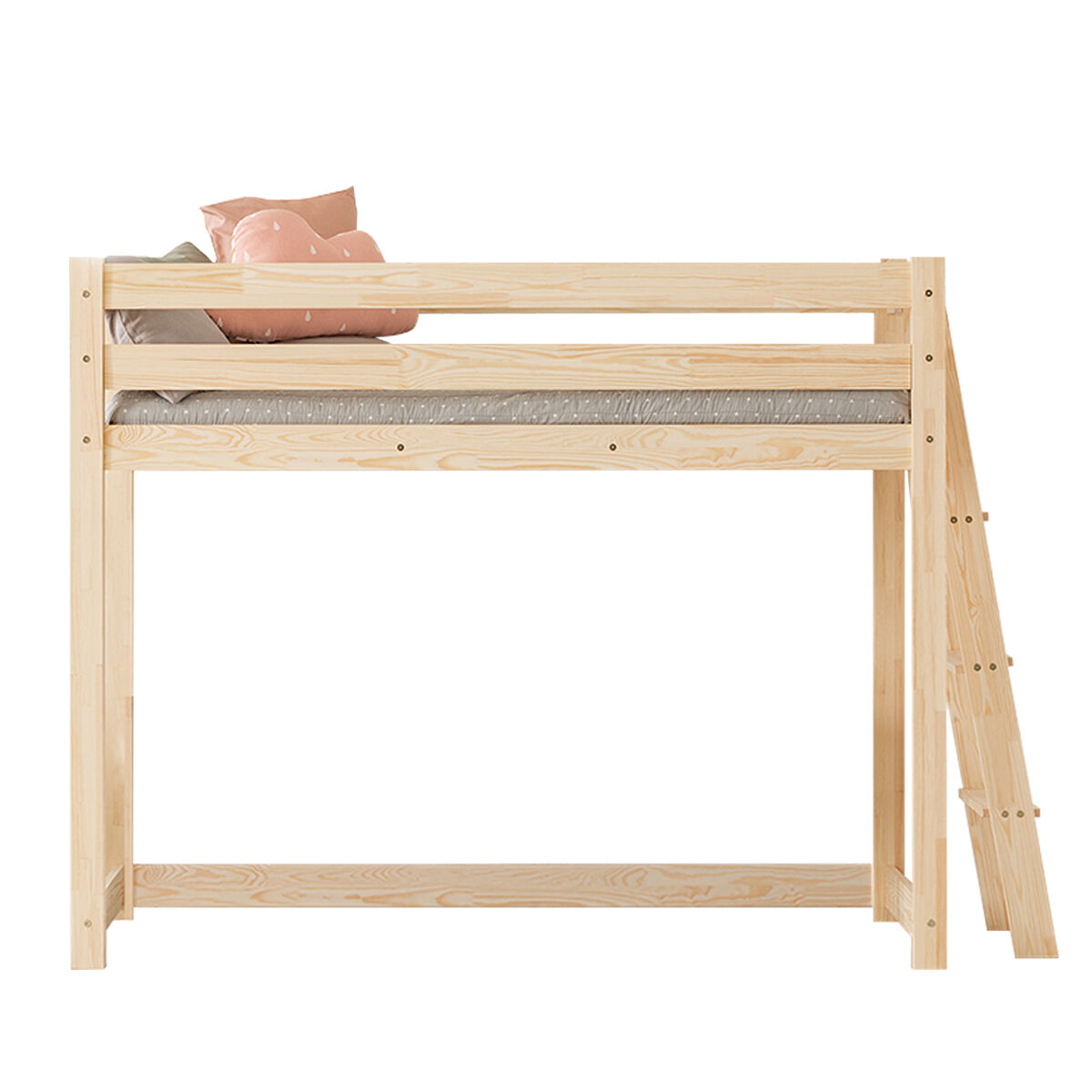 Cama de media altura 70x140 con somier mark madera