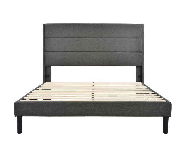 Cama tapizada de lino - 140x200cm - estilo contemporáneo - gris