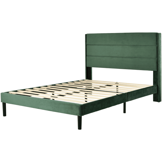 Cama estofada em veludo - 140x200cm - estilo contemporâneo - Verde