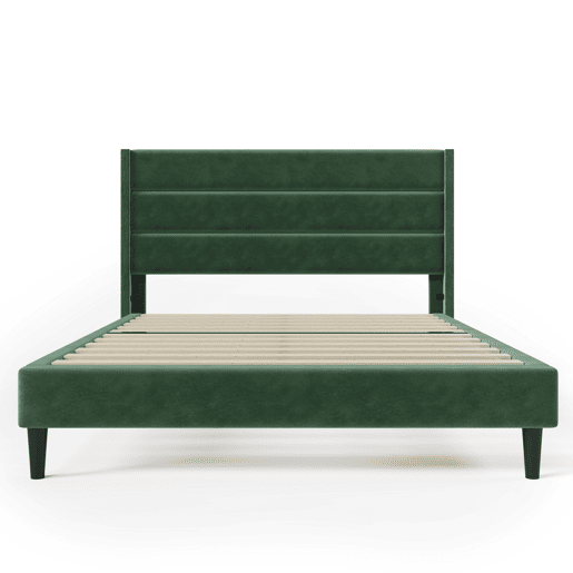 Cama estofada em veludo - 140x200cm - estilo contemporâneo - Verde
