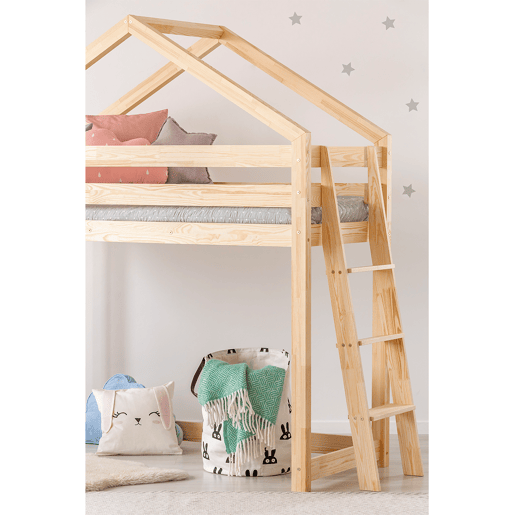 Cama cabana meia altura 90x190 base de ripas incluída Alix Madeira