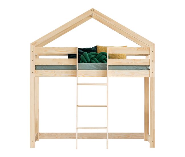 Cama cabaña de media altura 70x140 con somier jeanne madera