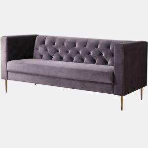 Sofá fixo de veludo Bruce - 196 x 76 x 82 cm - 3 lugares - Cinza