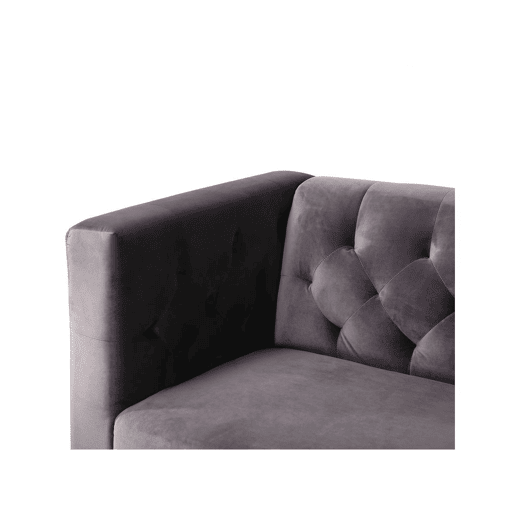 Sofá fixo de veludo Bruce - 196 x 76 x 82 cm - 3 lugares - Cinza