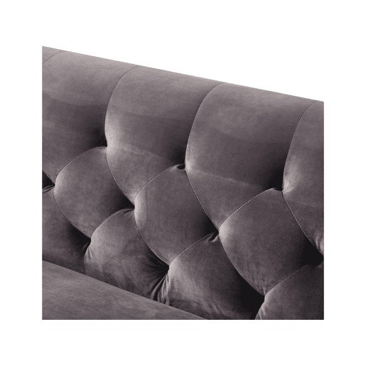 Sofá fixo de veludo Bruce - 196 x 76 x 82 cm - 3 lugares - Cinza