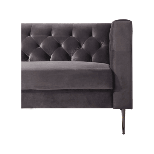 Sofá fixo de veludo Bruce - 196 x 76 x 82 cm - 3 lugares - Cinza