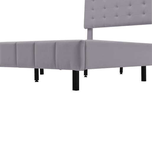 Cama para adultos 140x200 cm - cama flutuante com LED e 2 portas USB + estrado - tecido de linho - Cinzento