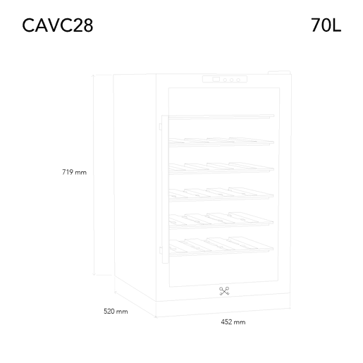 Refrigerador de vinhos de instalação livre CAVC28 Les Petits Champs, 28 garrafas