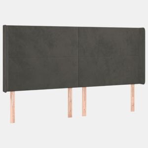 vidaXL Cabeceira cama c abas veludo 163x16x118128 cm cinzento-escuro
