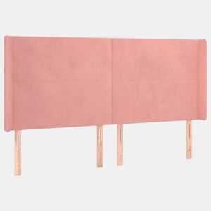 vidaXL Cabeceira cama c abas veludo 163x16x118128 cm rosa