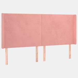 vidaXL Cabeceira cama c abas veludo 183x16x118128 cm rosa