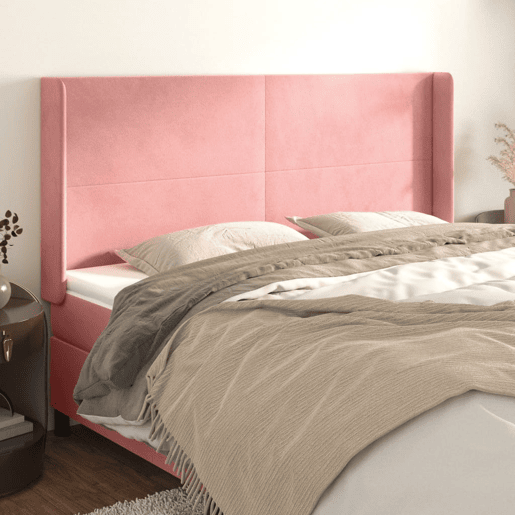vidaXL Cabeceira cama c abas veludo 183x16x118128 cm rosa vidaXL Cabeceira cama c abas veludo 183x16x118128 cm rosa