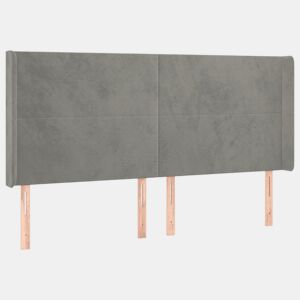 vidaXL Cabeceira cama c abas veludo 203x16x118128 cm cinzento-claro