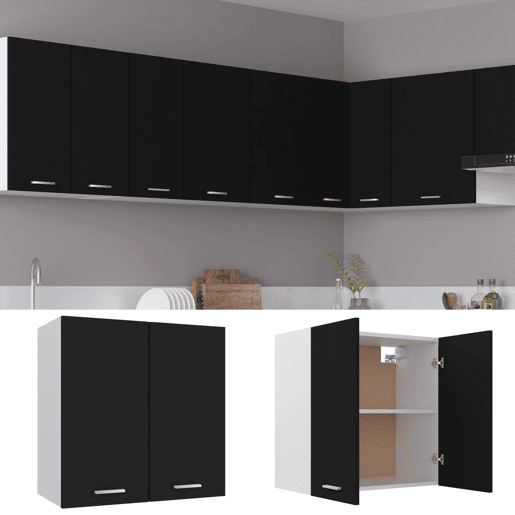 armário suspenso de cozinha - armarios de cocina colgantes 60x31x60 cm derivados de madeira preto