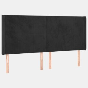vidaXL Cabeceira de cama c abas veludo 203x16x118128 cm preto