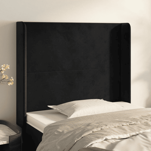 vidaXL Cabeceira de cama c abas veludo 103x16x118128 cm preto vidaXL Cabeceira de cama c abas veludo 103x16x118128 cm preto