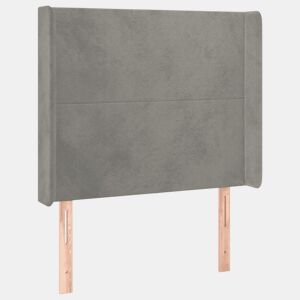 vidaXL Cabeceira de cama c abas veludo 83x16x118128cm cinzento-claro