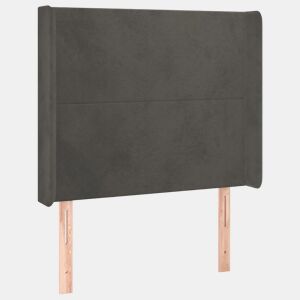vidaXL Cabeceira cama c abas veludo 83x16x118128 cm cinzento-escuro