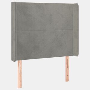 vidaXL Cabeceira de cama c abas veludo 93x16x118128cm cinzento-claro