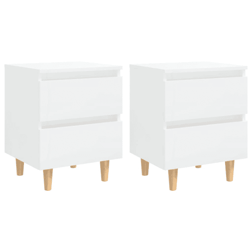 Lote de 2 Mesas de cabeceira - mesinhas de cabeceira pernas pinho 40x35x50 cm branco brilhante
