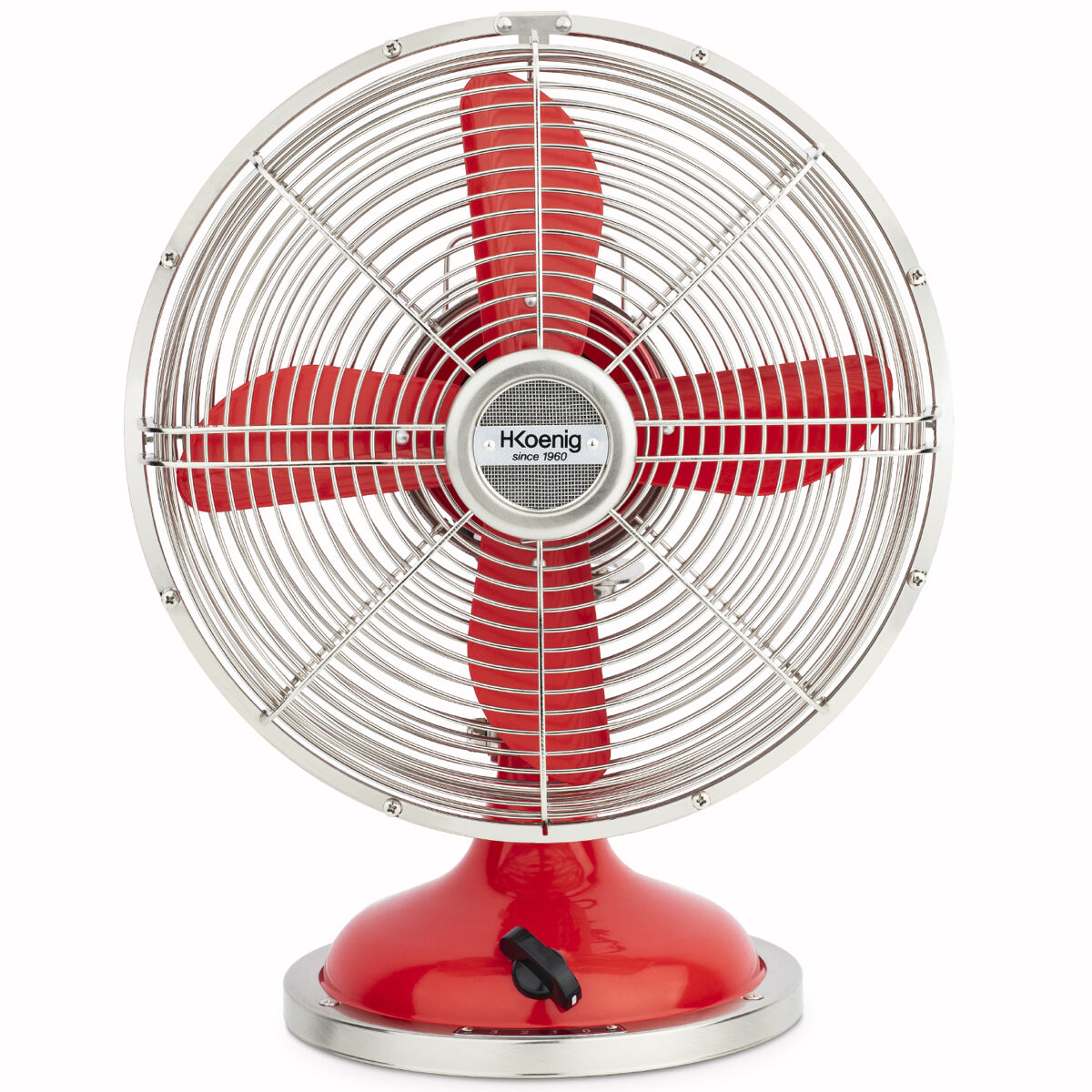 Ventilador de mesa de diseño retro en metal JOE50 H.Koenig Rojo