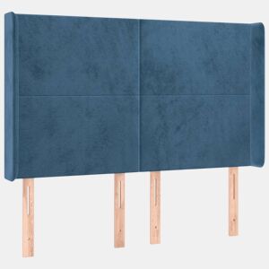 vidaXL Cabeceira cama c abas veludo 147x16x118128 cm azul-escuro