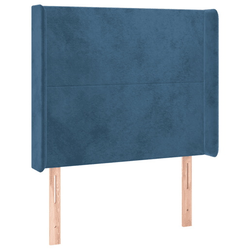 vidaXL Cabeceira cama c abas veludo 83x16x118128 cm azul-escuro