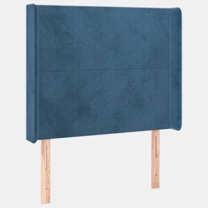 vidaXL Cabeceira cama c abas veludo 83x16x118128 cm azul-escuro