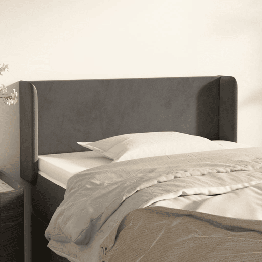 vidaXL Cabeceira de cama c abas veludo 93x16x7888 cm cinzento-escuro