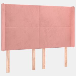 vidaXL Cabeceira cama c abas veludo 147x16x118128 cm rosa