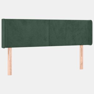 vidaXL Cabeceira de cama c abas tecido 147x16x7888cm verde-escuro