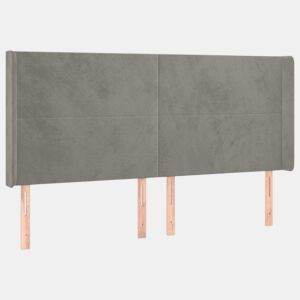 vidaXL Cabeceira cama c abas veludo 183x16x118128 cm cinzento-claro